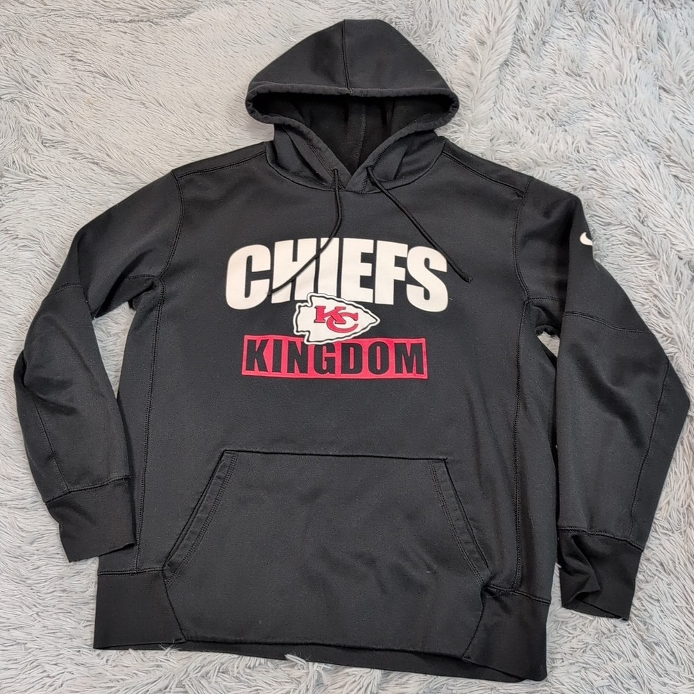 Kansas City Chief Sweatshirt Mens L Black Football NFL Logo Nike Dri Fit Swoosh